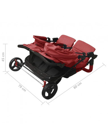 Passeggino Gemellare Rosso in Acciaio
