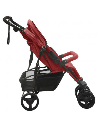 Passeggino Gemellare Rosso in Acciaio