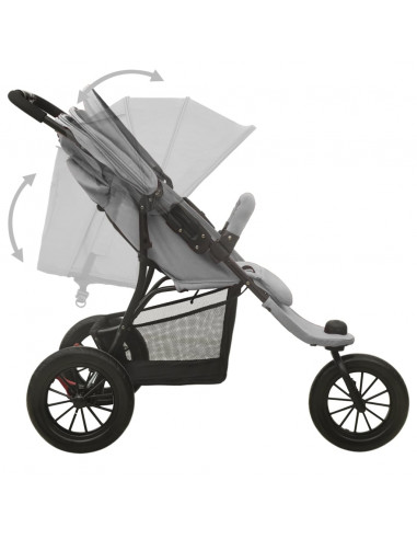 Passeggino Gemellare Grigio Chiaro in Acciaio
