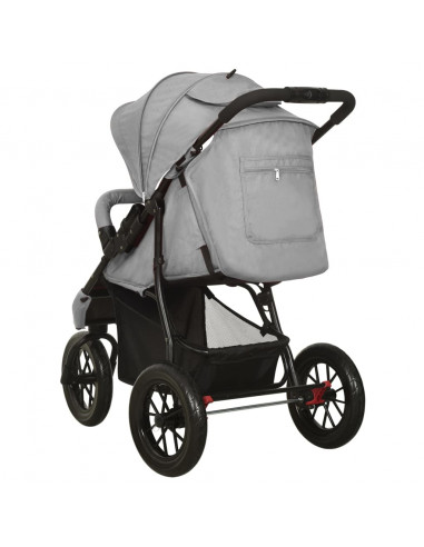 Passeggino Gemellare Grigio Chiaro in Acciaio