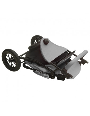 Passeggino Gemellare Grigio Chiaro in Acciaio