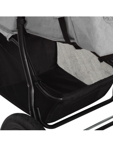 Passeggino Gemellare Grigio Chiaro in Acciaio