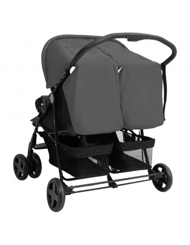 Passeggino Gemellare Grigio Scuro in Acciaio