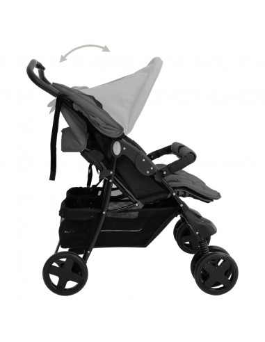 Passeggino Gemellare Grigio Scuro in Acciaio