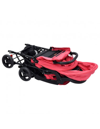Passeggino Gemellare a Tandem Rosso in Acciaio