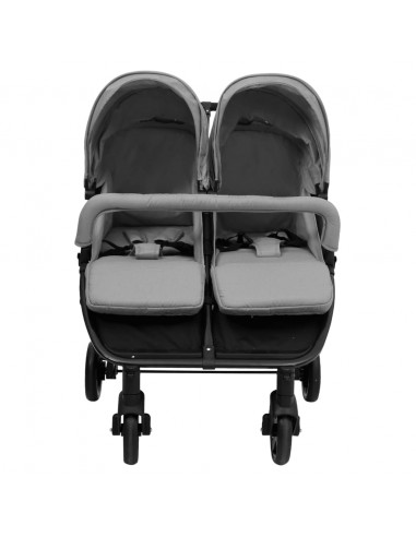 Passeggino Gemellare Grigio Chiaro e Nero in Acciaio