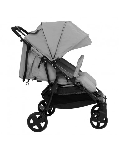 Passeggino Gemellare Grigio Chiaro e Nero in Acciaio