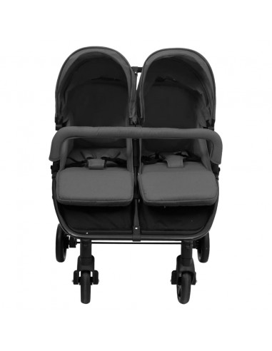 Passeggino Gemellare Grigio Scuro e Nero in Acciaio