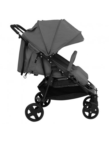 Passeggino Gemellare Grigio Scuro e Nero in Acciaio