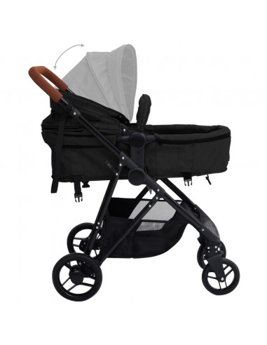 Passeggino 3 in 1 Antracite e Nero in Acciaio