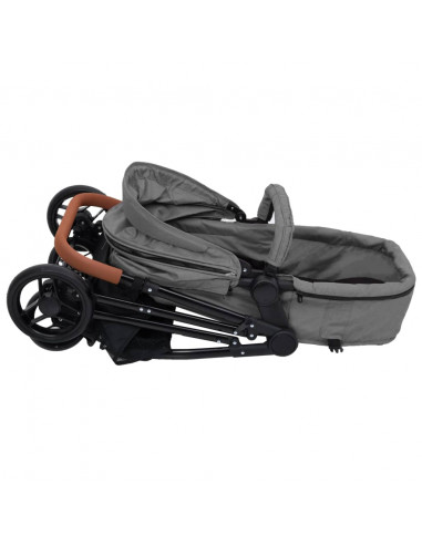 Passeggino 2 in 1 Grigio Chiaro e Nero in Acciaio