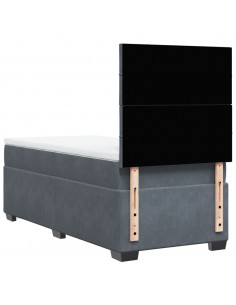 Giroletto a Molle con Materasso Grigio Scuro 80x200 cm Velluto