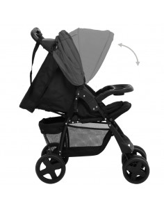 Passeggino 2 in 1 Grigio Scuro e Nero in Acciaio 2