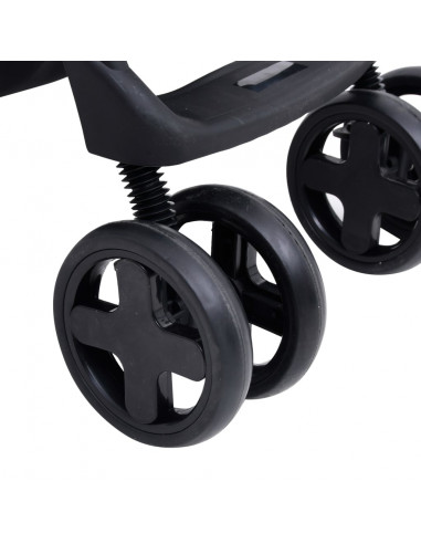 Passeggino 2 in 1 Grigio Scuro e Nero in Acciaio