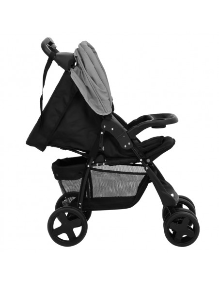 Passeggino 2 in 1 Grigio Chiaro e Nero in Acciaio