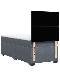 Giroletto a Molle con Materasso Grigio Scuro 80x200 cm Velluto