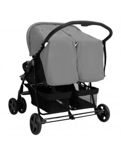 Passeggino Gemellare Grigio Chiaro in Acciaio