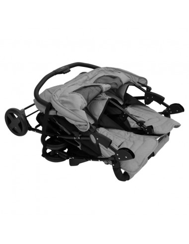 Passeggino Gemellare Grigio Chiaro in Acciaio