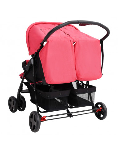 Passeggino Gemellare Rosso in Acciaio