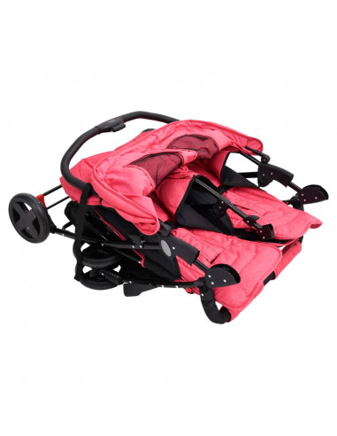 Passeggino Gemellare Rosso in Acciaio