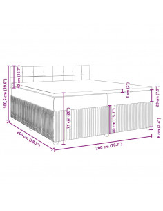 Giroletto a Molle con Materasso Grigio Scuro 80x200 cm Velluto