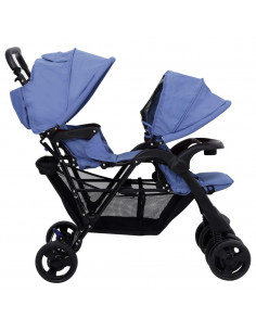 Passeggino Gemellare a Tandem Blu Marino in Acciaio