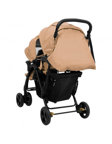 Passeggino Gemellare a Tandem Tortora in Acciaio