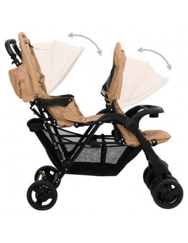 Passeggino Gemellare a Tandem Tortora in Acciaio