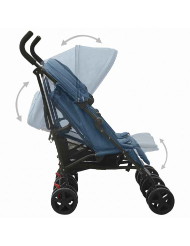 Passeggino Gemellare Blu Marino in Acciaio