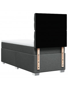 Giroletto a Molle con Materasso Grigio Scuro 90x190 cm Tessuto