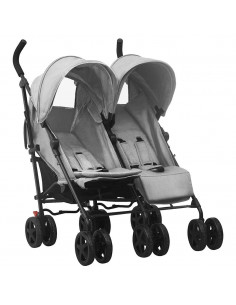 Passeggino Gemellare Grigio Chiaro in Acciaio