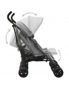 Passeggino Gemellare Grigio Chiaro in Acciaio 2