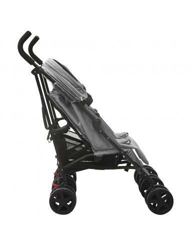 Passeggino Gemellare Grigio Chiaro in Acciaio