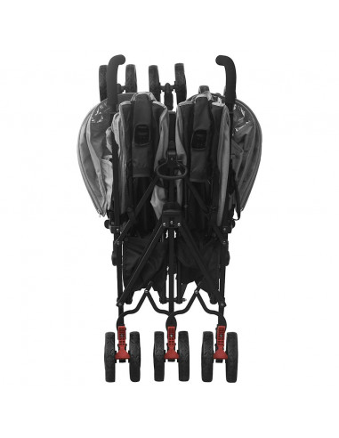 Passeggino Gemellare Grigio Chiaro in Acciaio