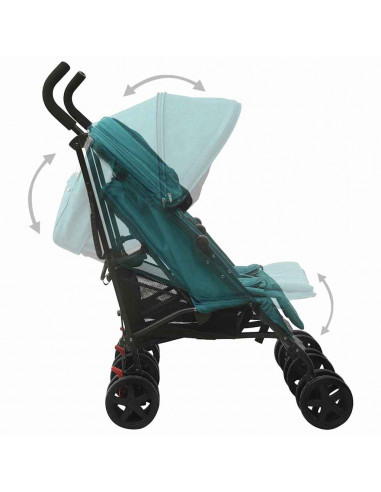 Passeggino Gemellare Verde in Acciaio