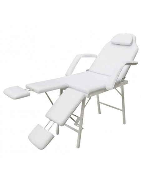 Lettino da Massaggio Portatile in Similpelle 185x78x76cm Bianco