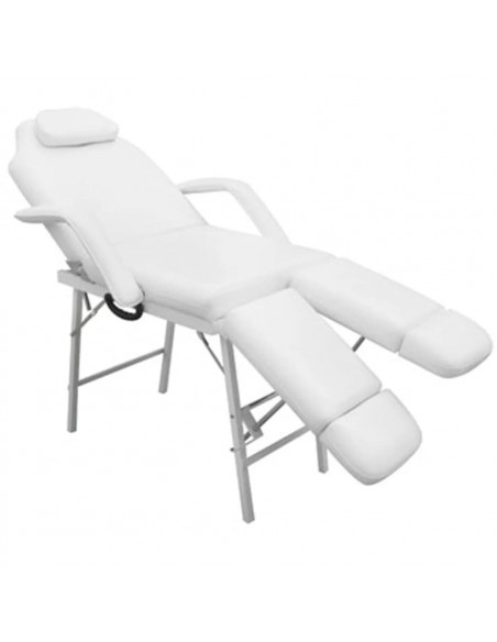 Lettino da Massaggio Portatile in Similpelle 185x78x76cm Bianco