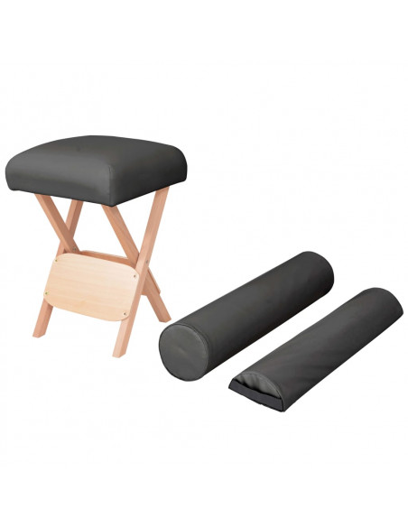 Sgabello da Massaggio Spessore Sedile 12 cm e 2 Supporti Nero