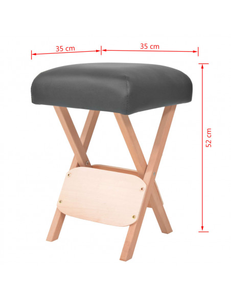 Sgabello da Massaggio Spessore Sedile 12 cm e 2 Supporti Nero