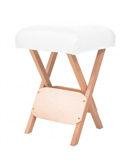 Sgabello da Massaggio Pieghevole Spessore Sedile 12 cm Bianco