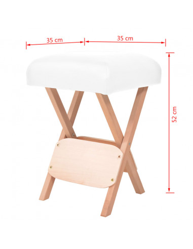 Sgabello da Massaggio Pieghevole Spessore Sedile 12 cm Bianco