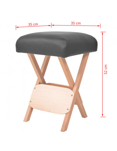 Sgabello da Massaggio Pieghevole Spessore Sedile 12 cm Nero