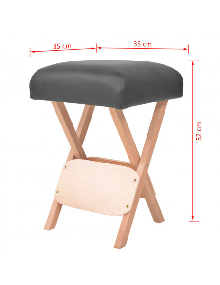 Sgabello da Massaggio Pieghevole Spessore Sedile 12 cm Nero