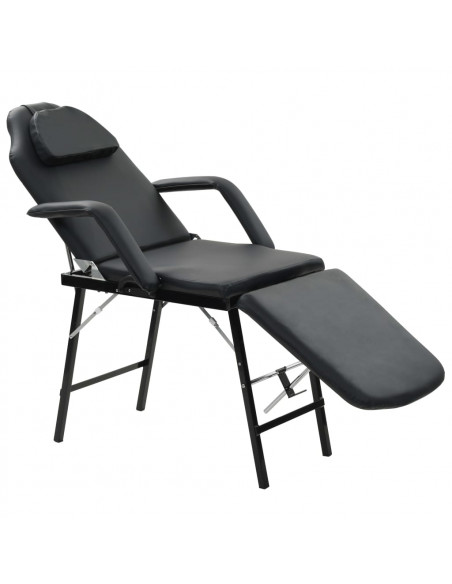 Lettino da Massaggio Portatile in Similpelle 185x78x76 cm Nero