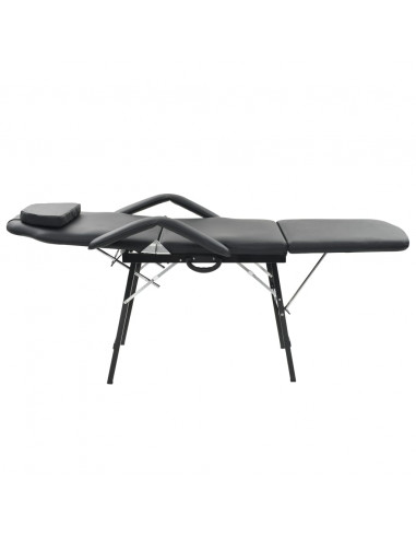 Lettino da Massaggio Portatile in Similpelle 185x78x76 cm Nero