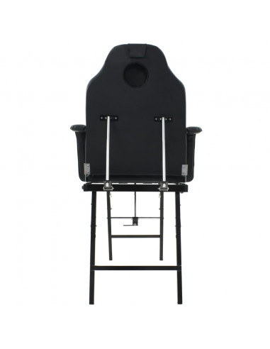 Lettino da Massaggio Portatile in Similpelle 185x78x76 cm Nero