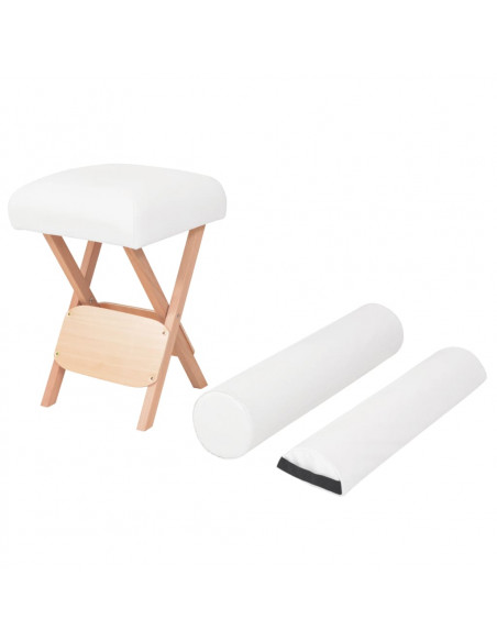 Sgabello da Massaggio Spessore Sedile 12 cm e 2 Supporti Bianco