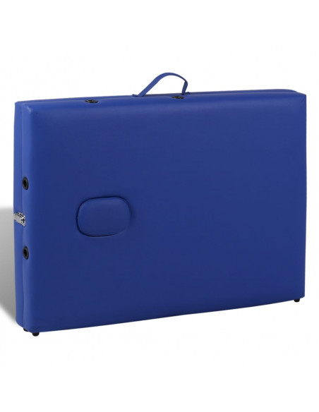 Lettino Pieghevole da Massaggio Blu 2 Zone con Telaio Legno