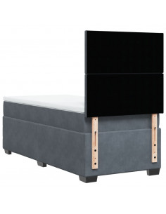 Giroletto a Molle con Materasso Grigio Scuro 90x190 cm Velluto