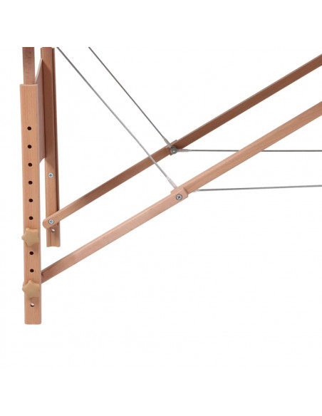 Lettino Pieghevole da Massaggio Crema 3 Zone con Telaio Legno